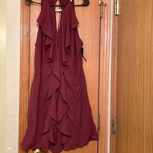 Embellished ruffle front mini dress